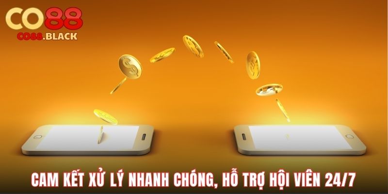 Cam kết xử lý nhanh chóng, hỗ trợ hội viên 24/7